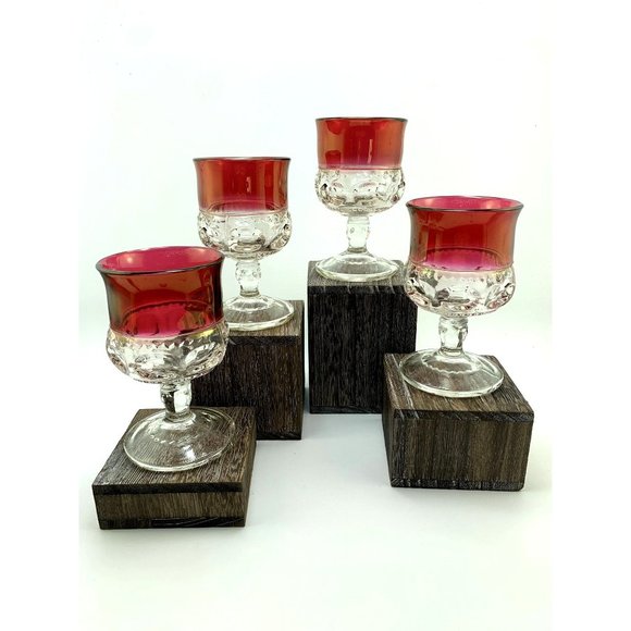 Indiana Glass Ruby Red Kings Crown Cordials. - Picture 2 of 9